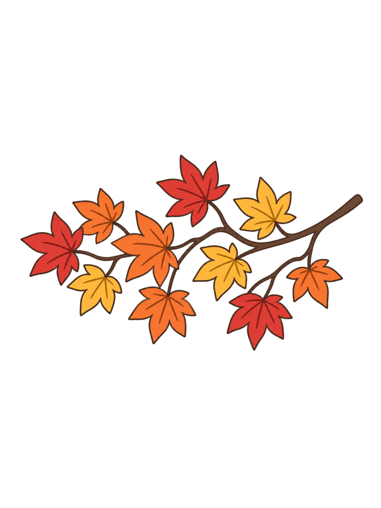 Autumn branch with colorful leaves