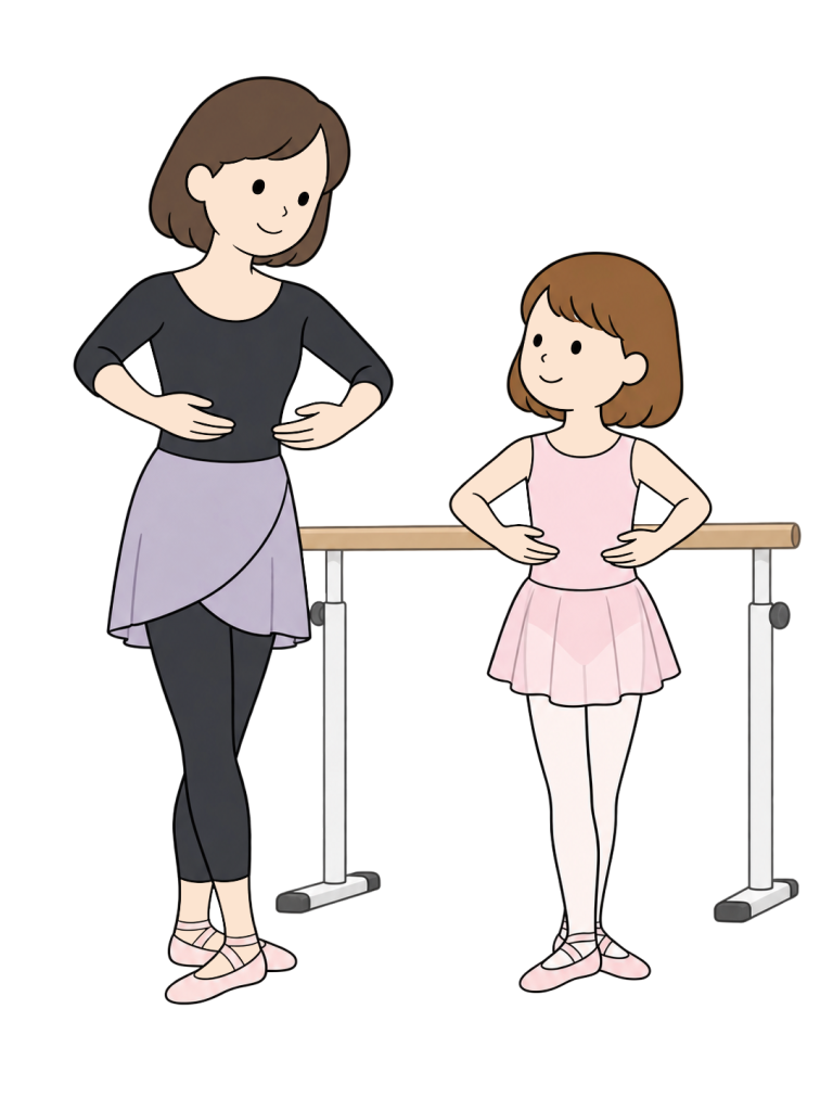 Ballet teacher instructing a student