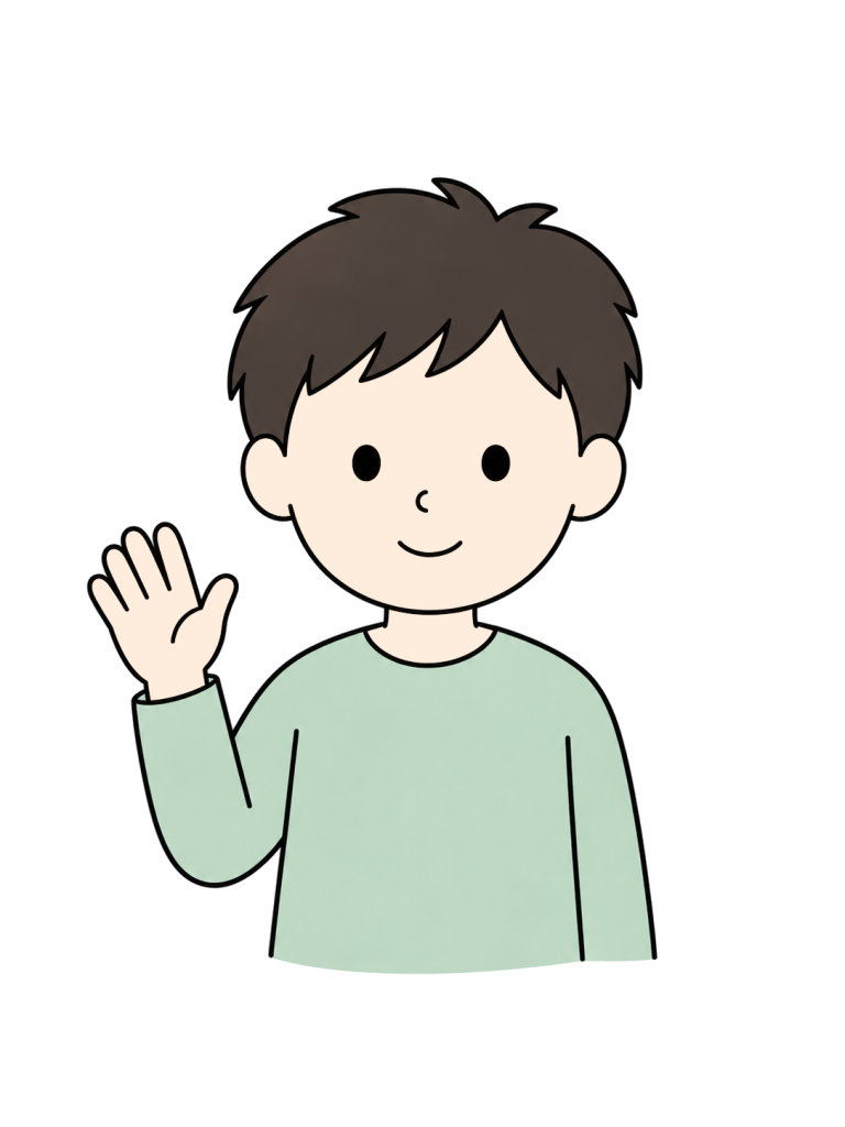 Boy waving