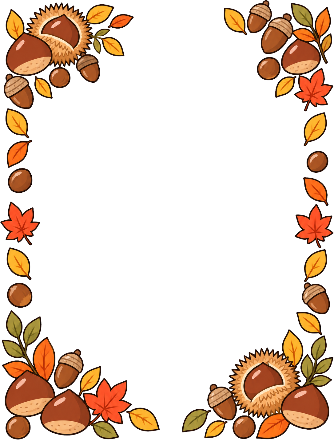YURUNDO illustration: Chestnuts and Autumn Nuts Decorative Frame