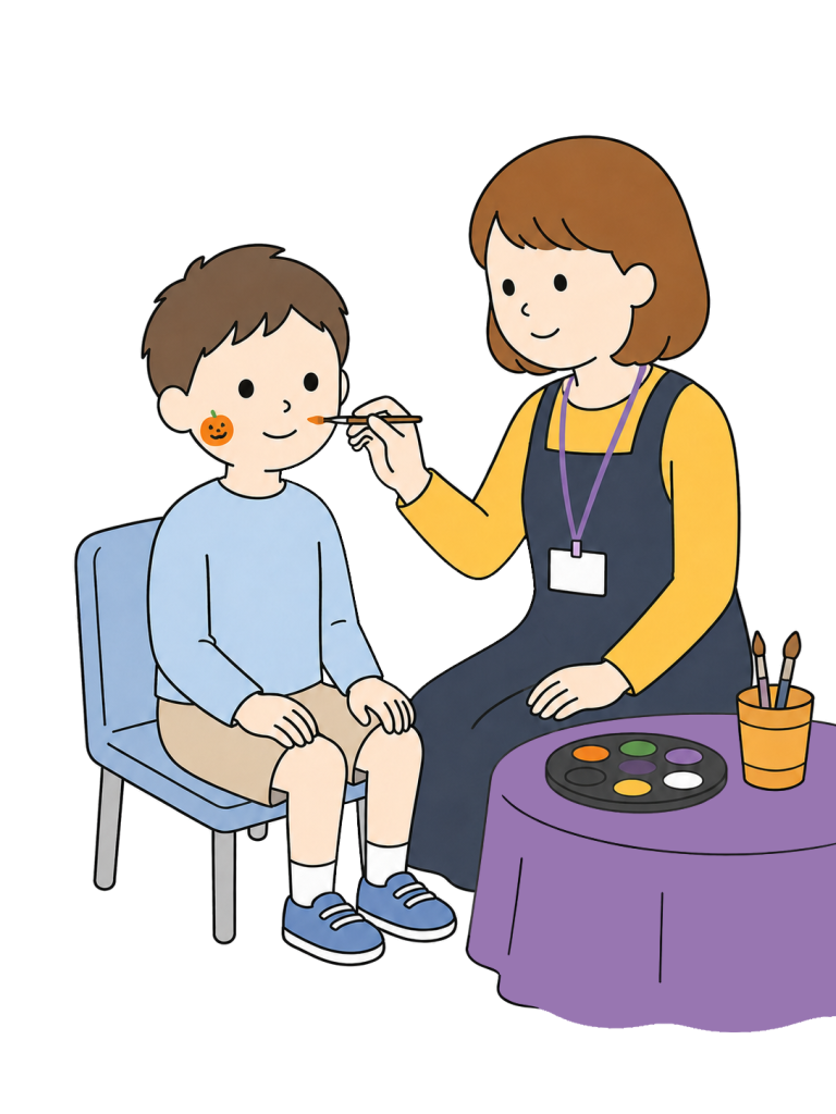 Child getting halloween face paint
