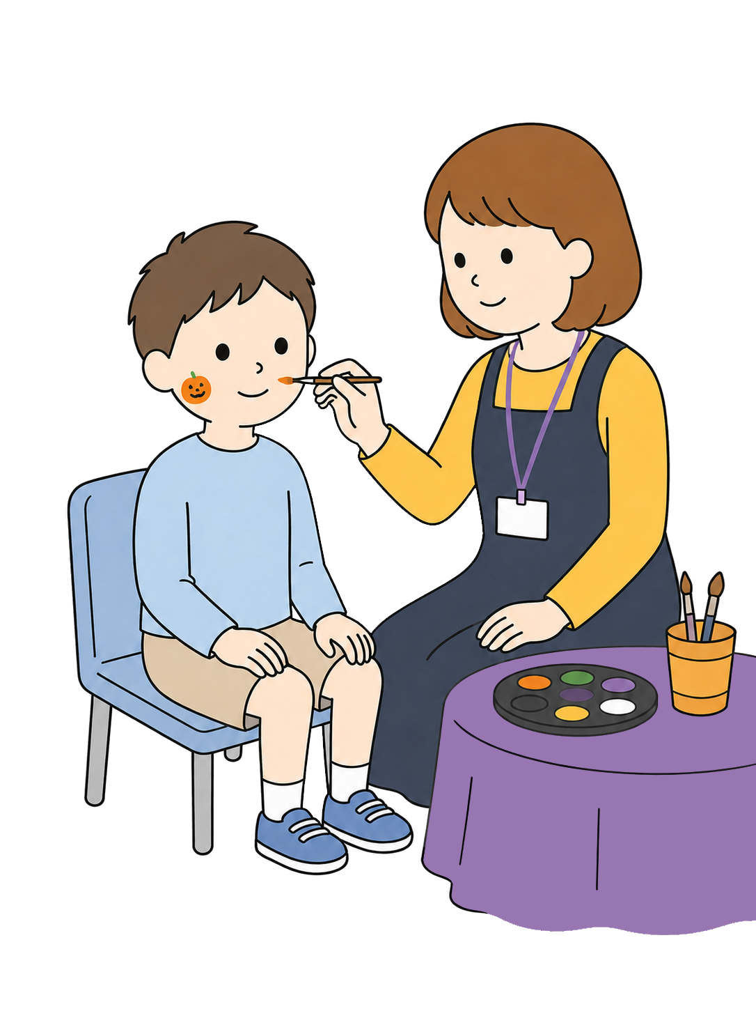 YURUNDO illustration: Child Getting Halloween Face Paint