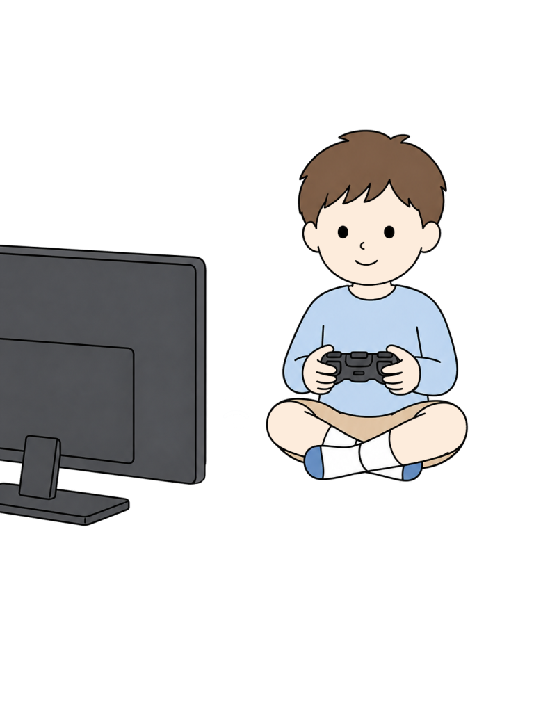 Child playing a console game