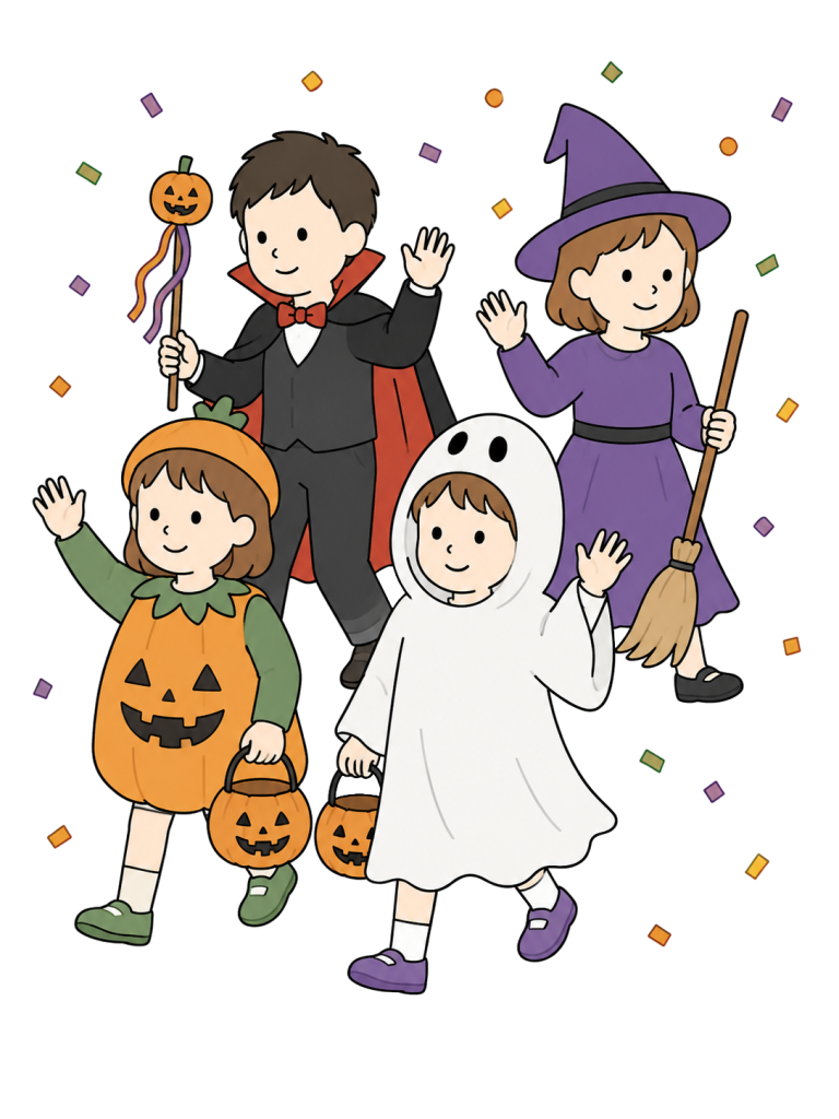 Children enjoying a halloween parade