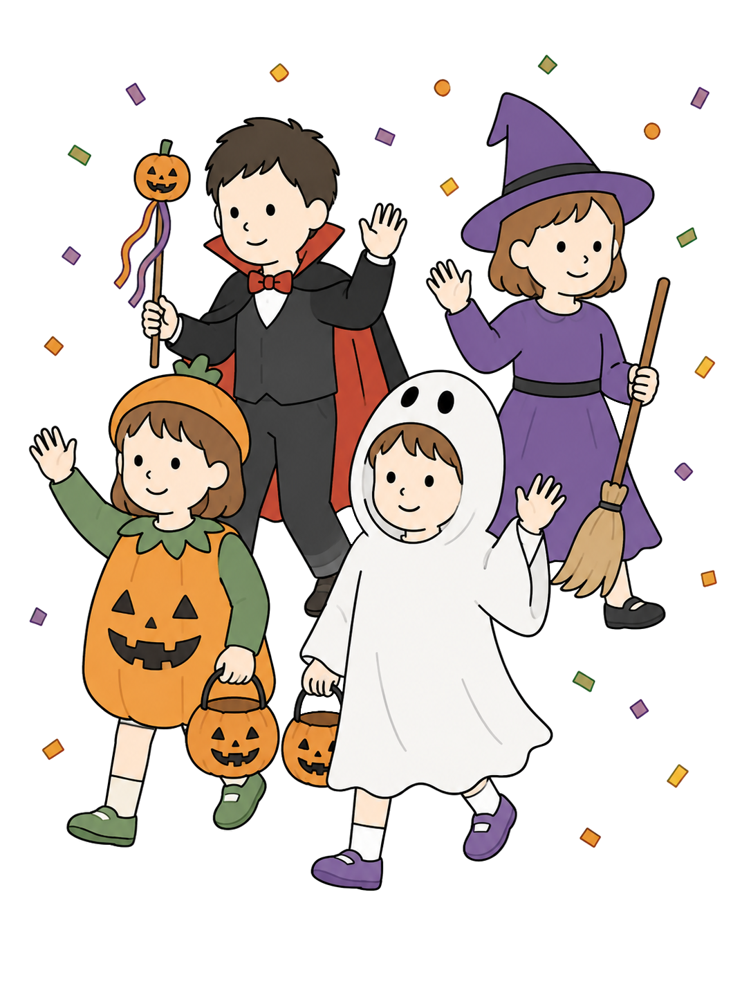 YURUNDO illustration: Children Enjoying a Halloween Parade