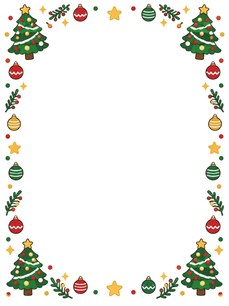 クリスマスツリーの飾り枠YURUNDOイラスト