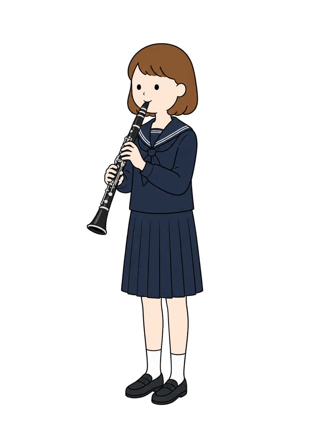 吹奏楽部でクラリネットを演奏する中学生YURUNDOイラスト