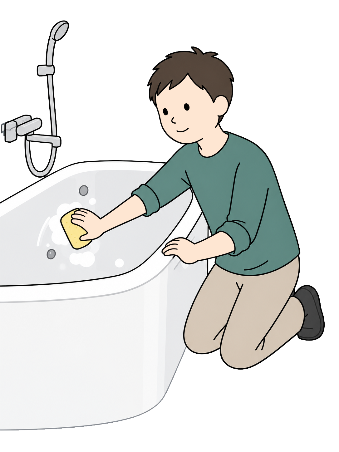 YURUNDO illustration: Cleaning a Bathtub