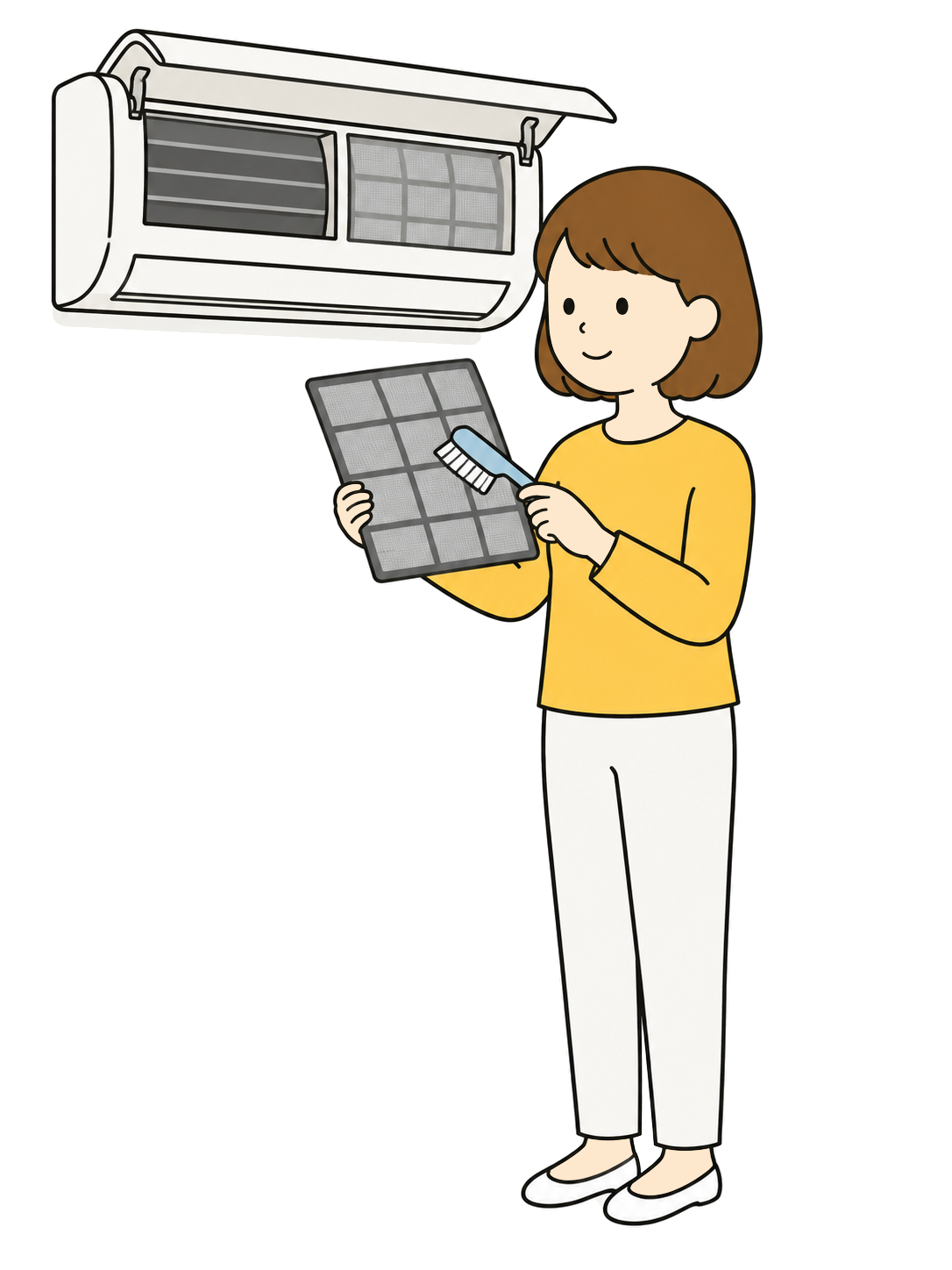 YURUNDO illustration: Cleaning an Air Conditioner Filter