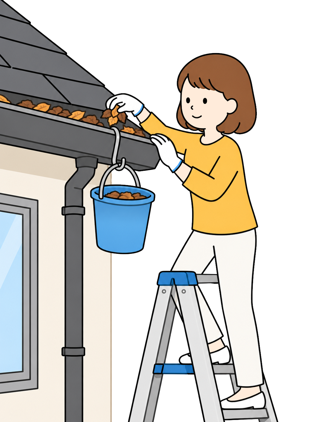 YURUNDO illustration: Cleaning Gutters