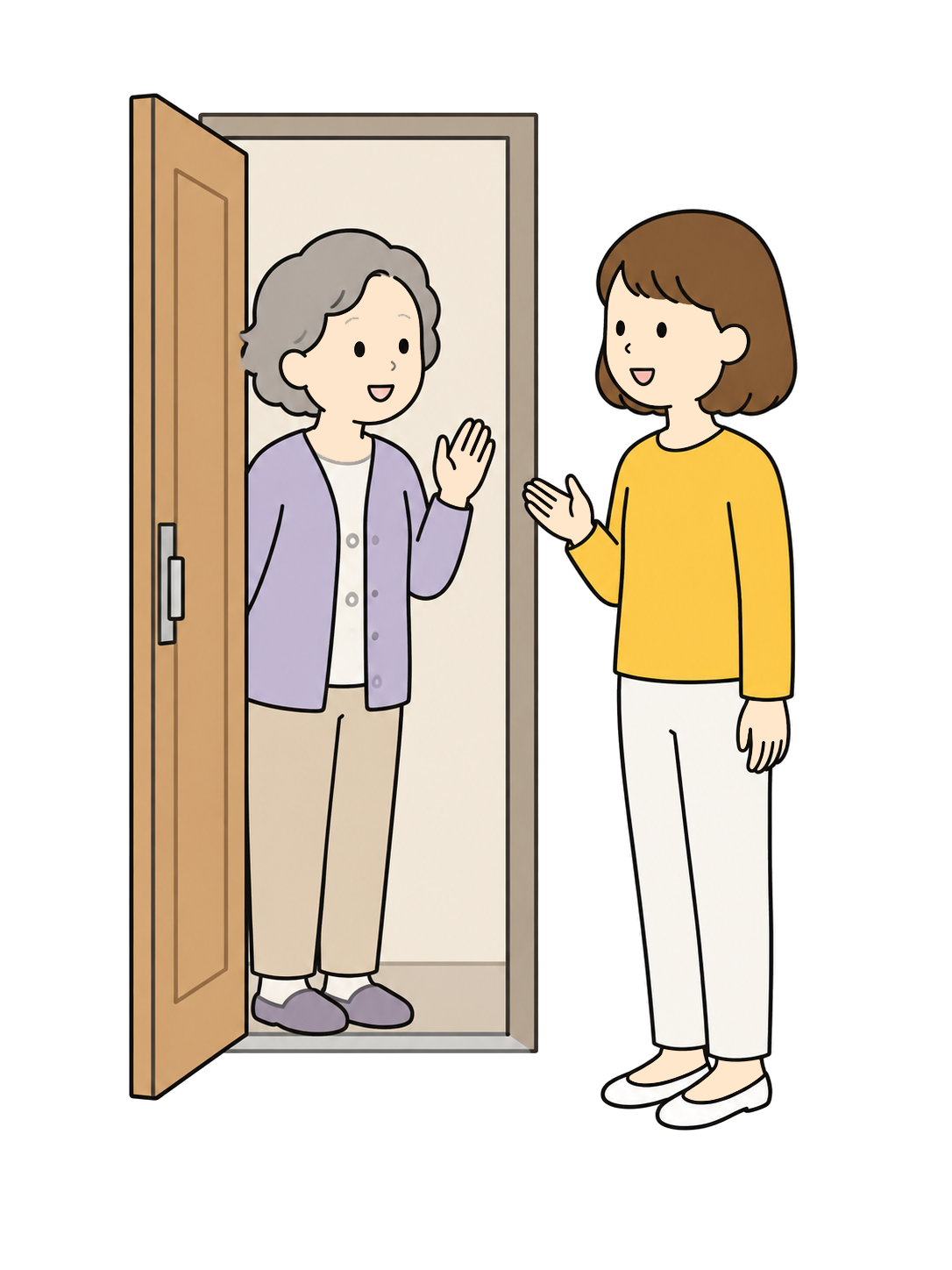 高齢者へ声かけ・見守りをする地域ボランティアYURUNDOイラスト