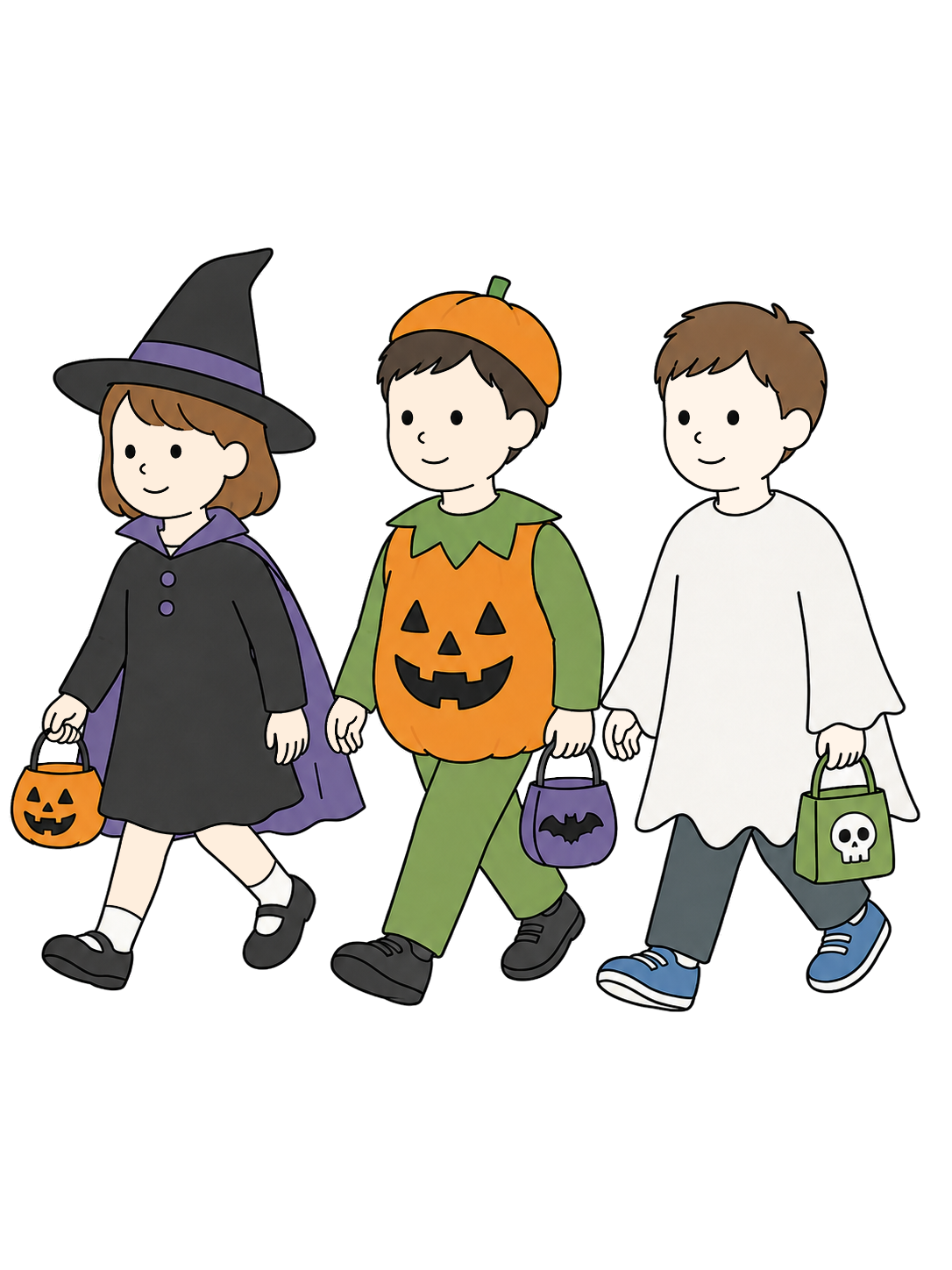YURUNDO illustration: Costumed Children Walking for Halloween