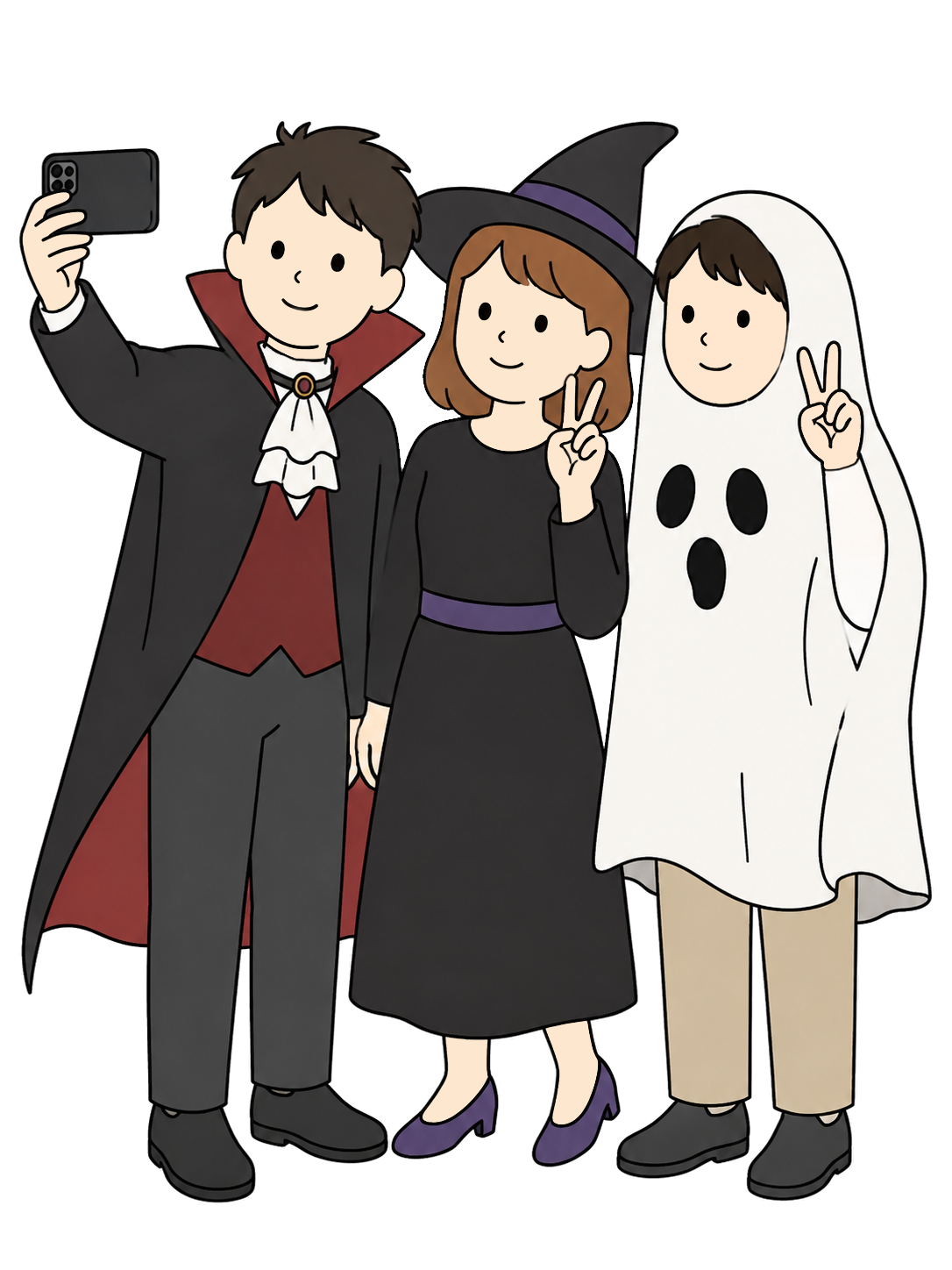 YURUNDO illustration: Costumed Friends Taking a Photo