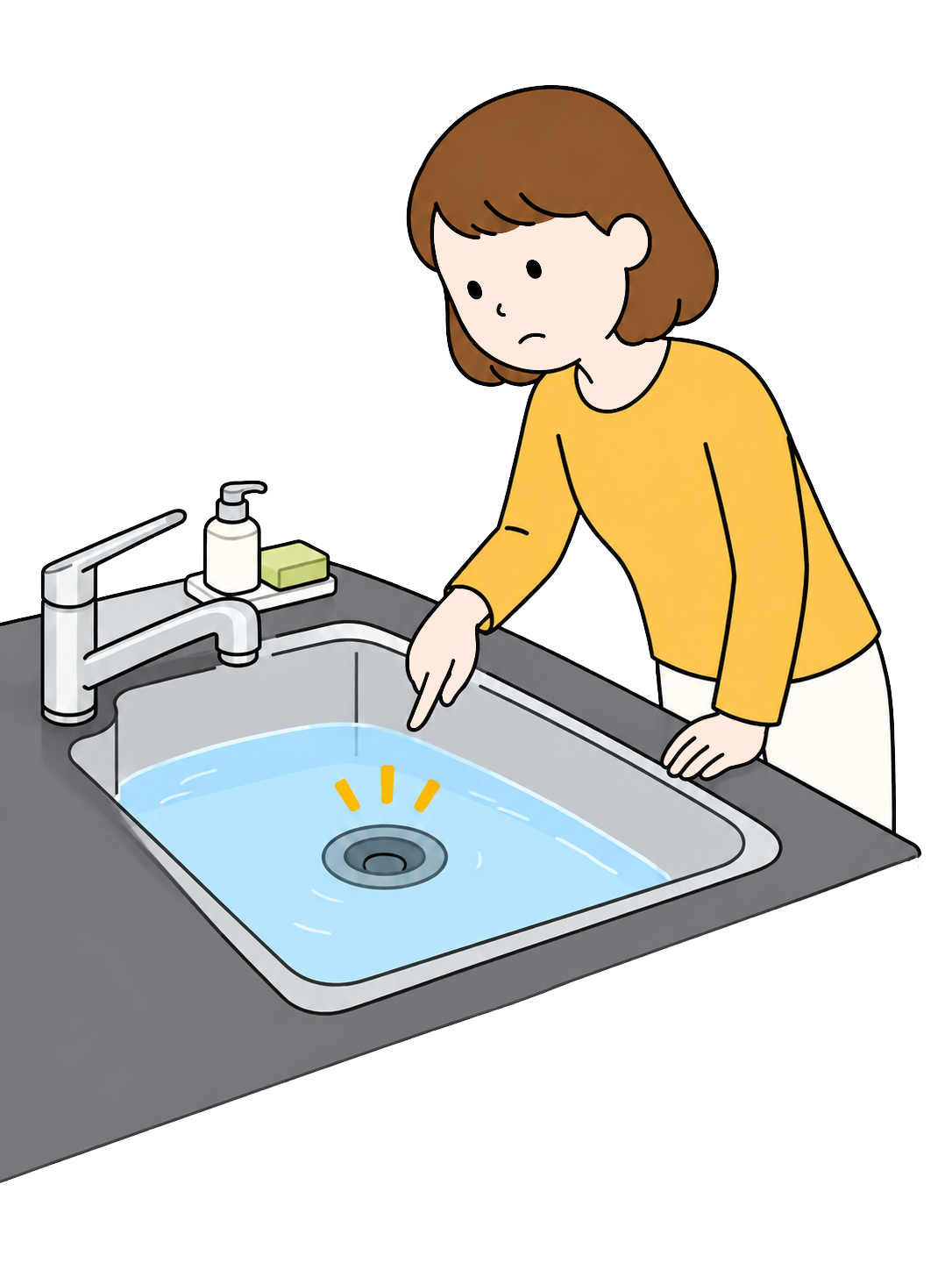 YURUNDO illustration: Dealing with a Clogged Drain