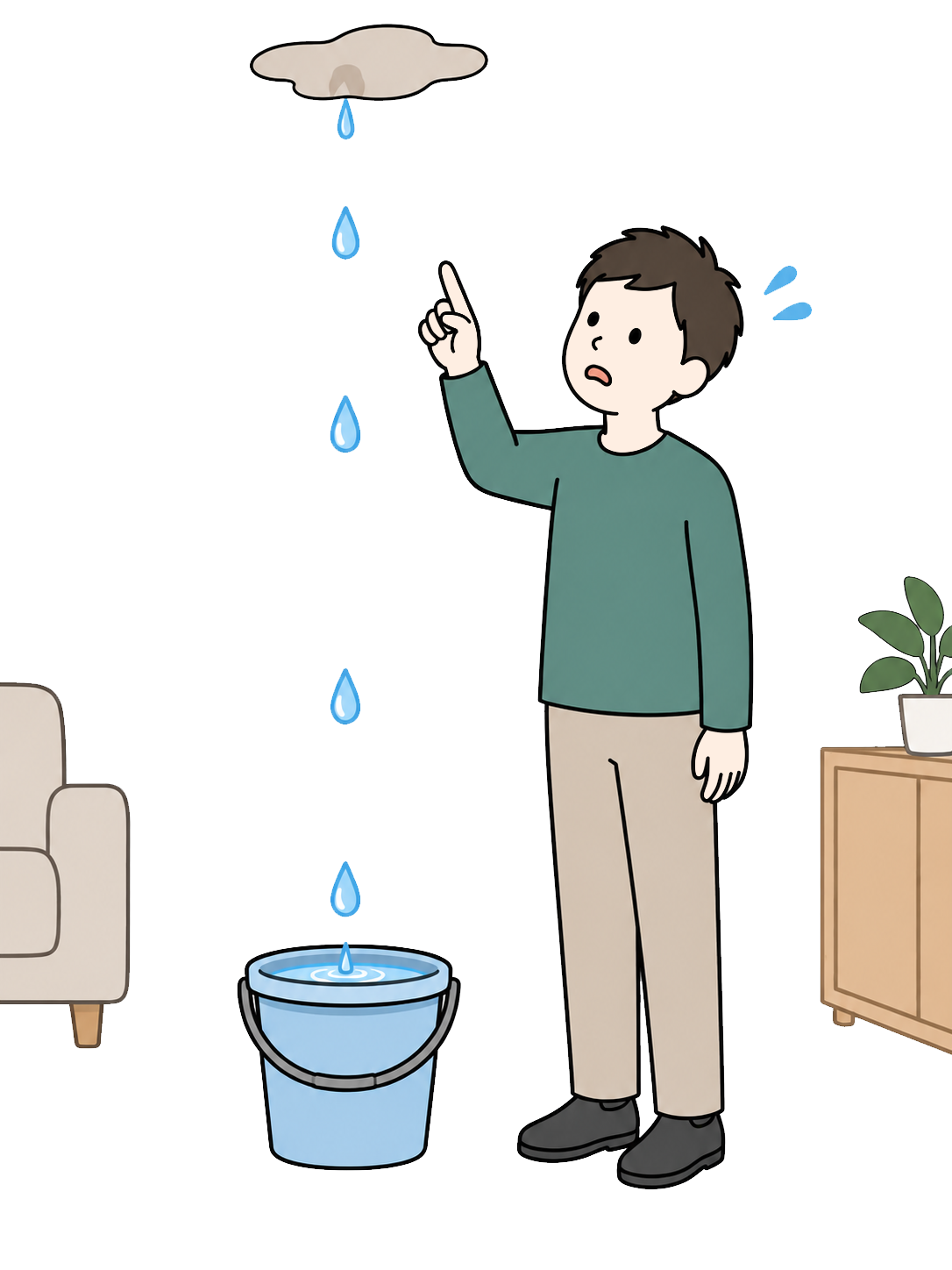 YURUNDO illustration: Discovering a Roof or Ceiling Leak