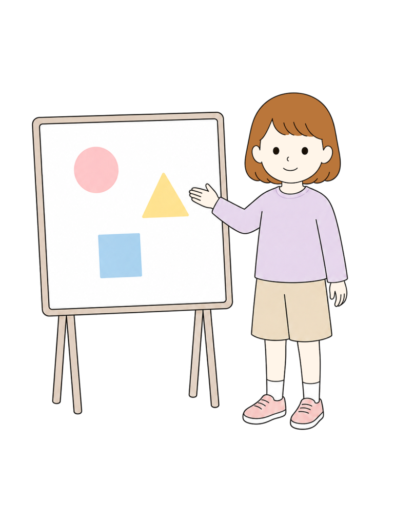 Elementary school student giving presentation in class