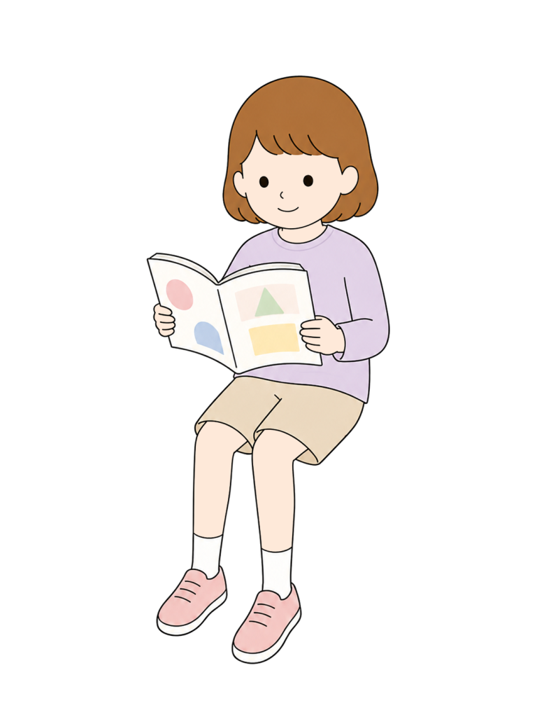 Elementary school student reading textbook