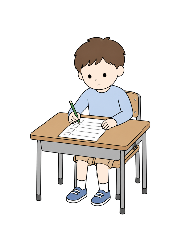 Elementary school student taking test
