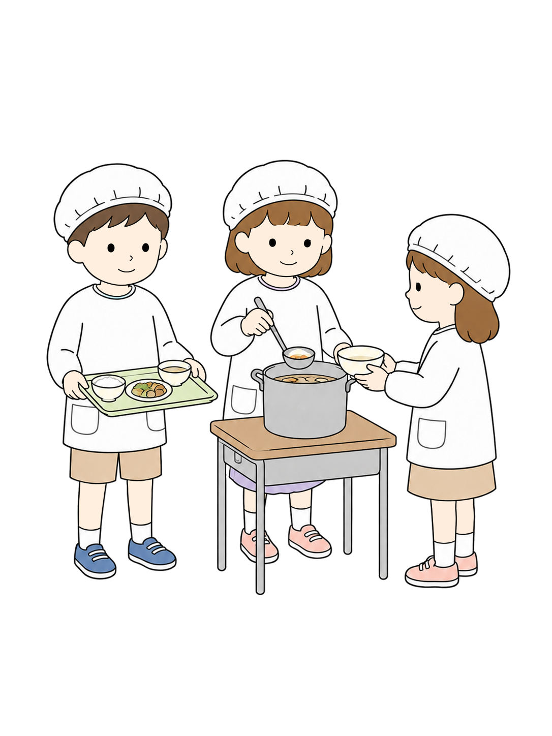 YURUNDO illustration: Elementary School Students Serving School Lunch