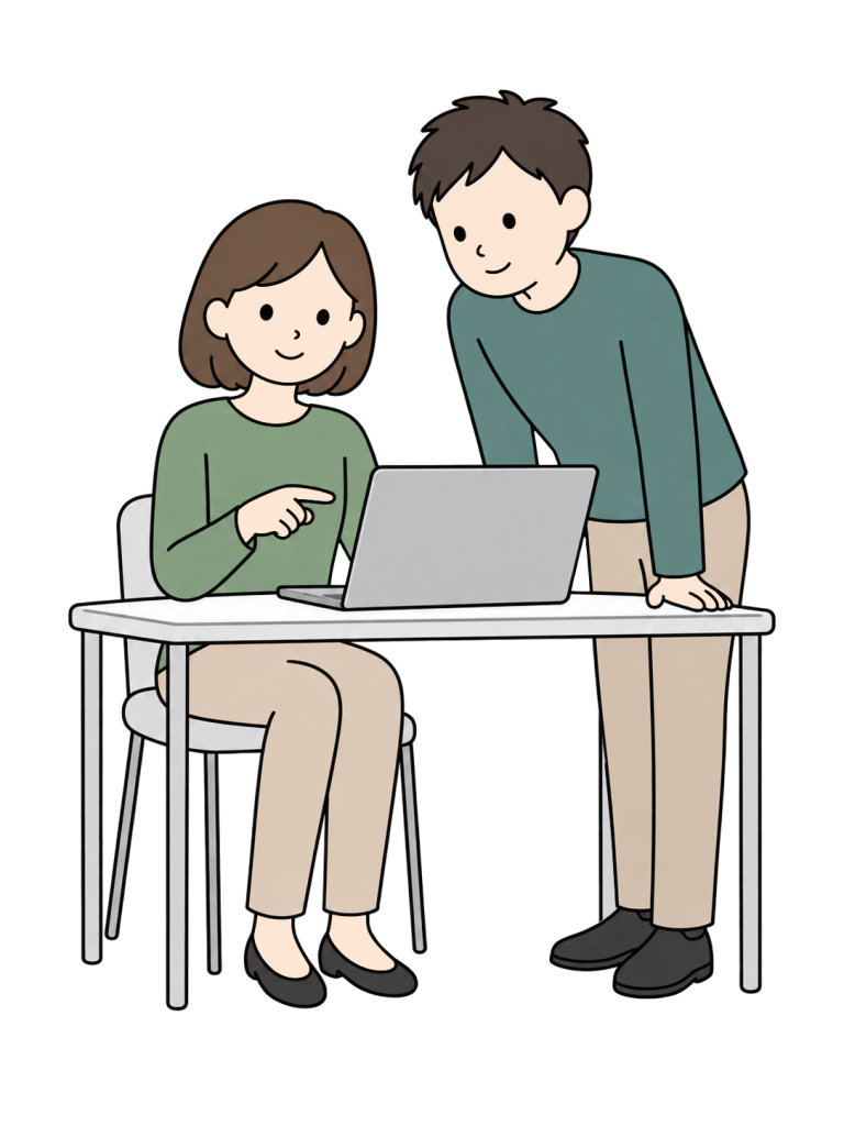 Employees checking a suspicious work chat