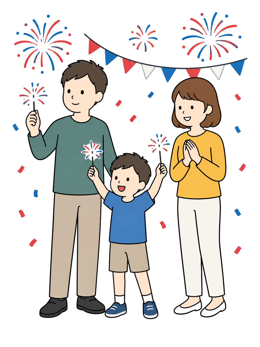 Independence Dayを祝う家族YURUNDOイラスト