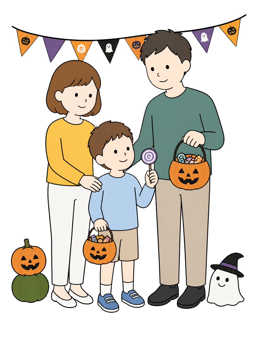 YURUNDO illustration: Family Enjoying a Halloween Party