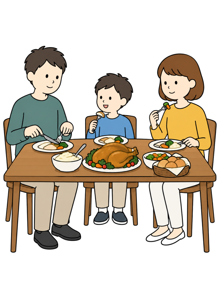 Family gathering for thanksgiving dinner