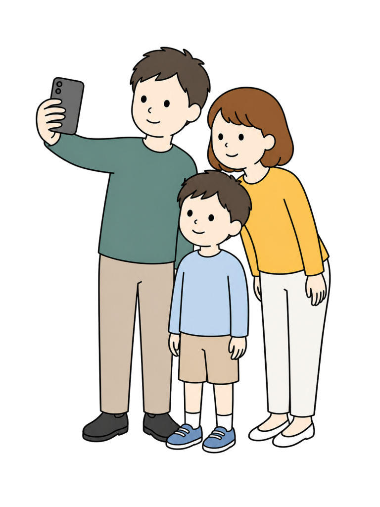 Family taking photo together