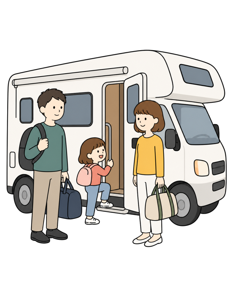 Family traveling in an rv