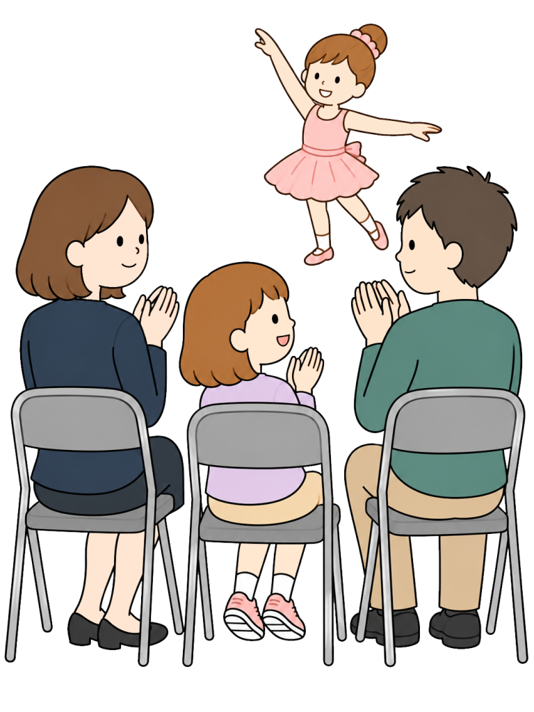Family watching a dance recital