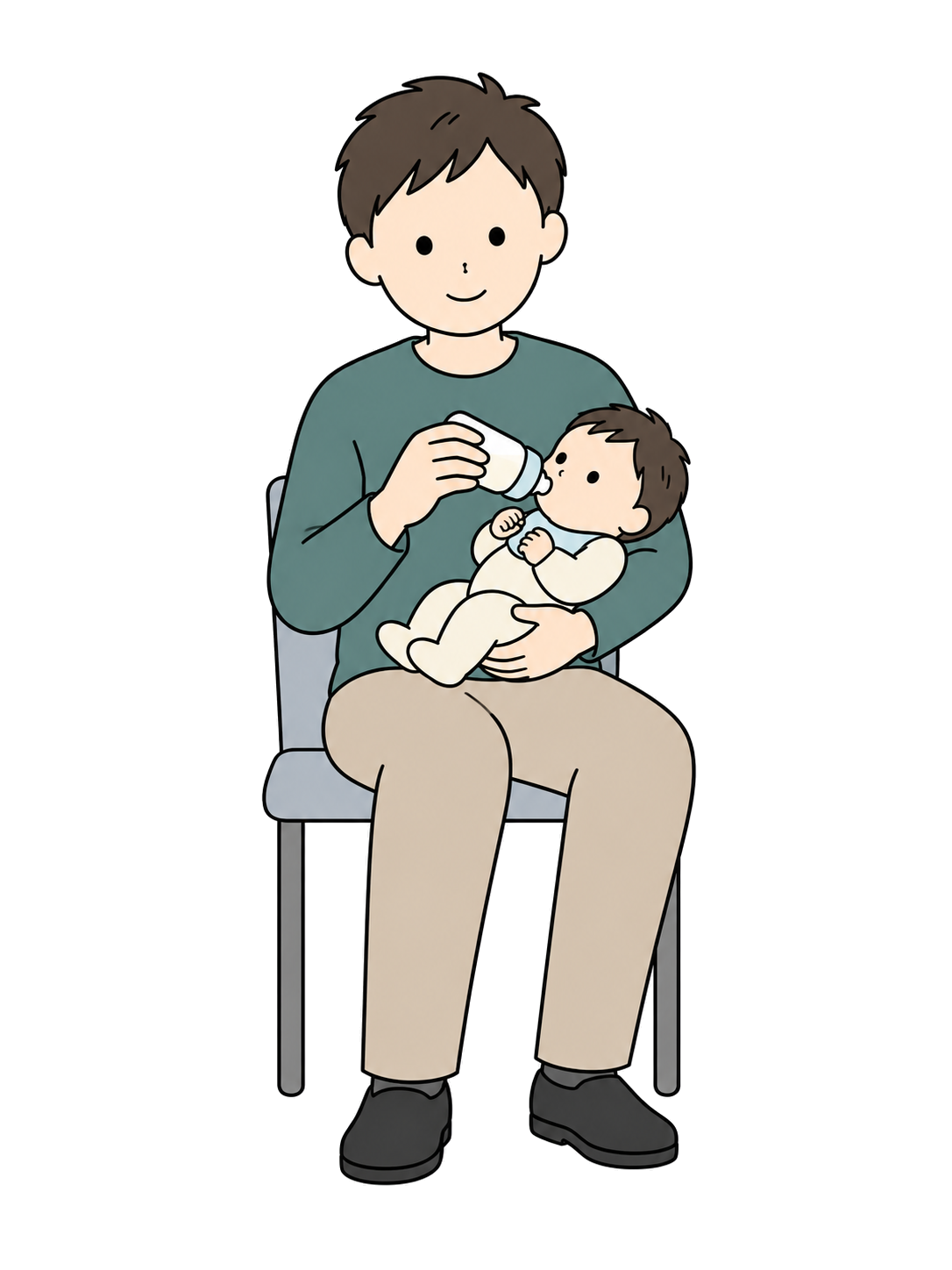 YURUNDO illustration: Father Bottle-Feeding a Baby