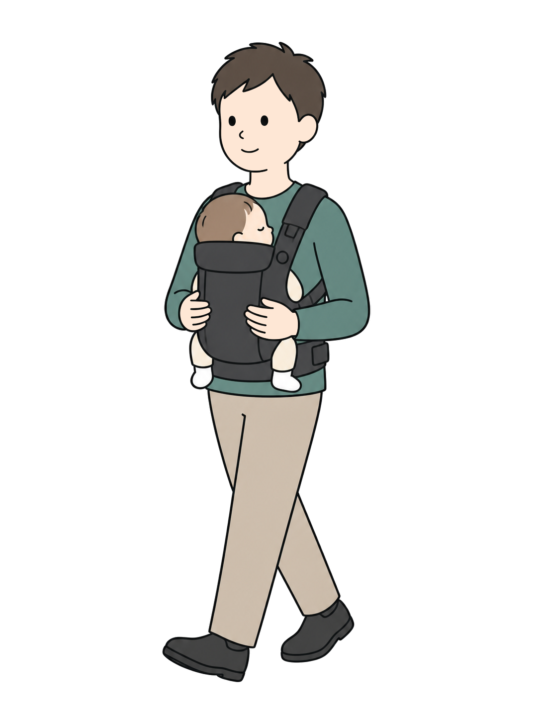 YURUNDO illustration: Father Carrying a Baby in a Baby Carrier