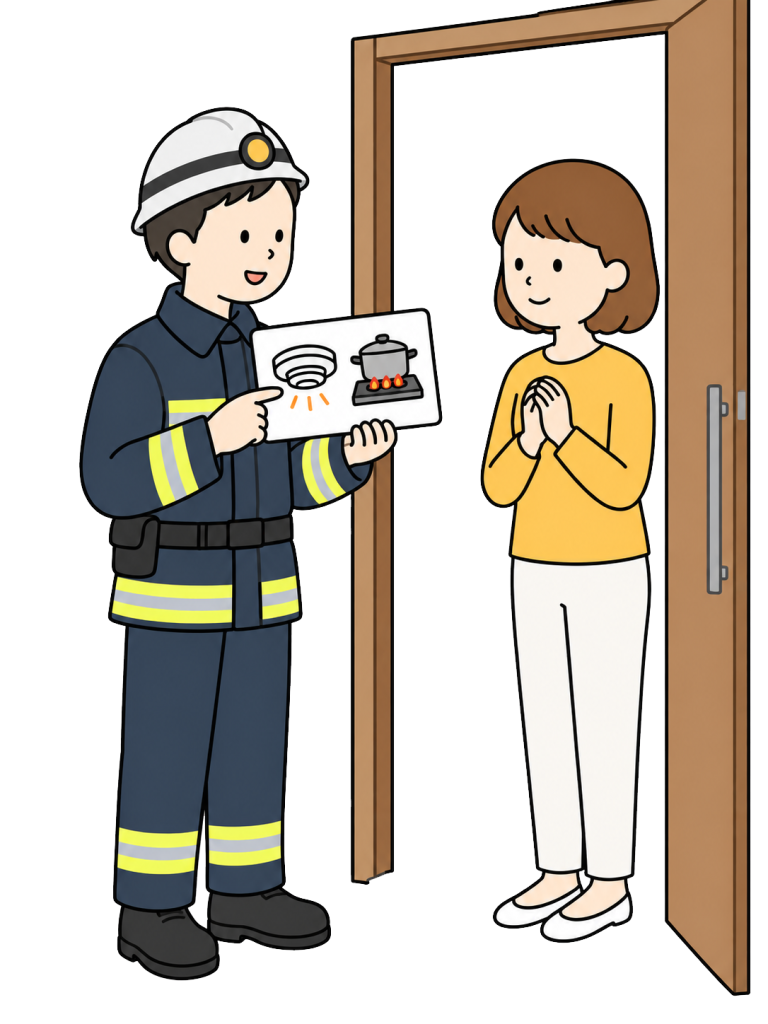 Firefighter giving home fire prevention advice