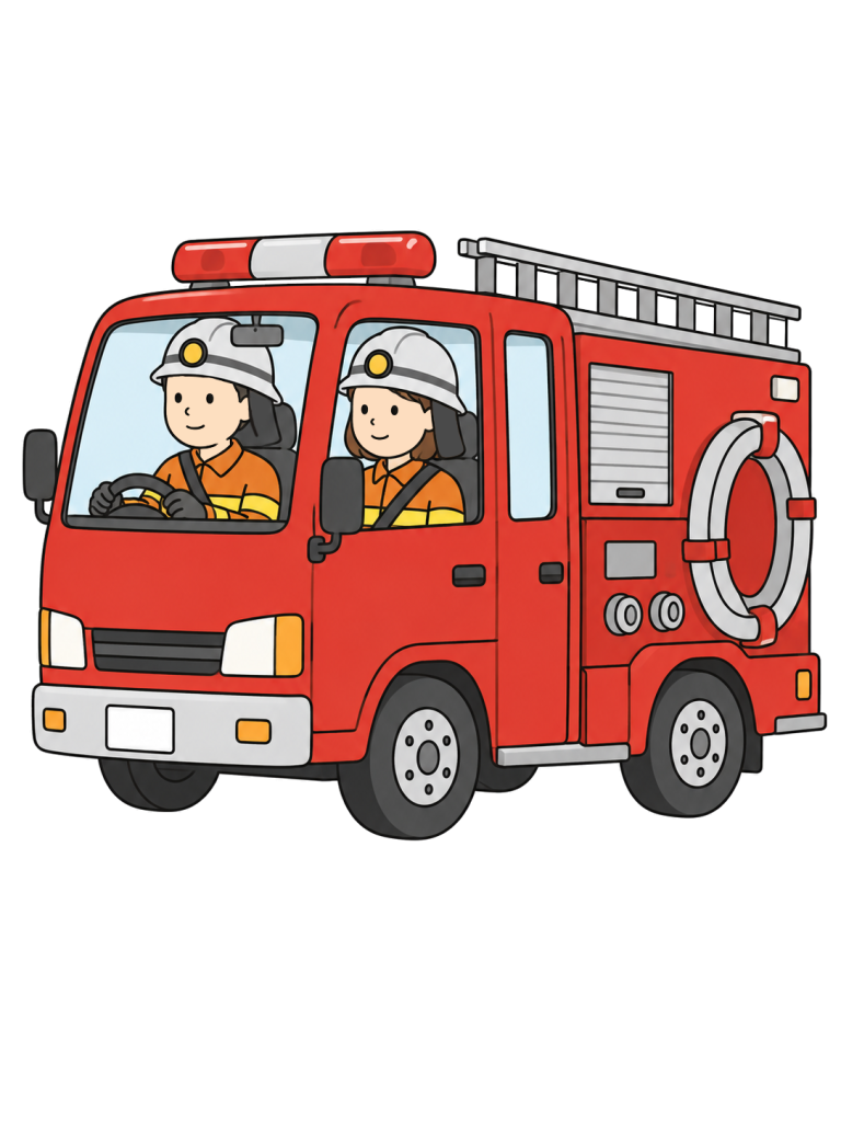 Firefighters responding in a fire engine