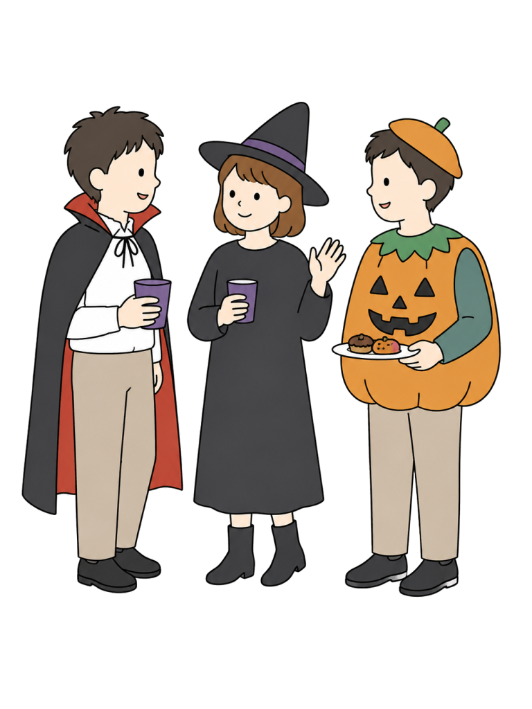 Friends enjoying a halloween party