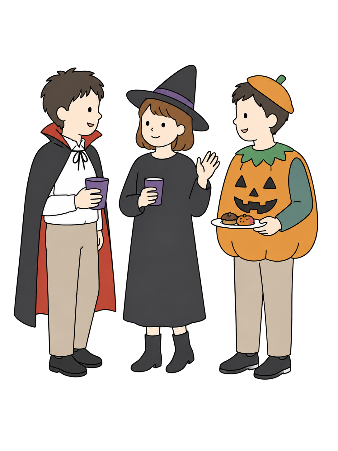 YURUNDO illustration: Friends Enjoying a Halloween Party