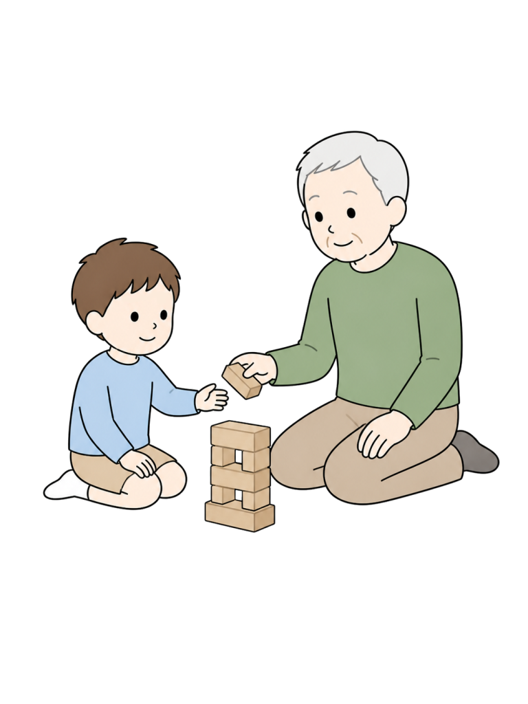 Grandfather playing with grandchild