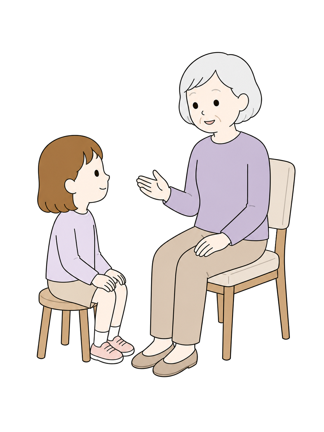 YURUNDO illustration: Grandmother Talking with Her Grandchild