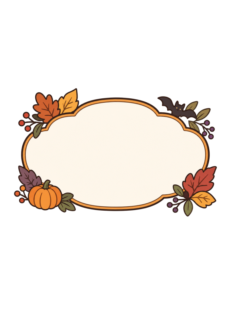 Halloween botanical blank label frame