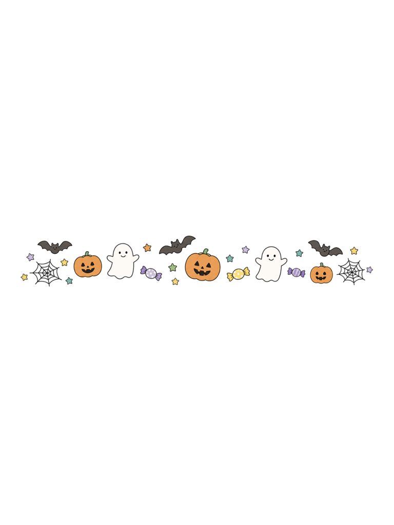 ハロウィーンの横長飾り罫のイラスト