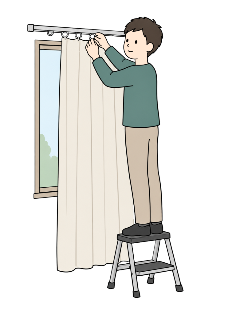 Installing curtains