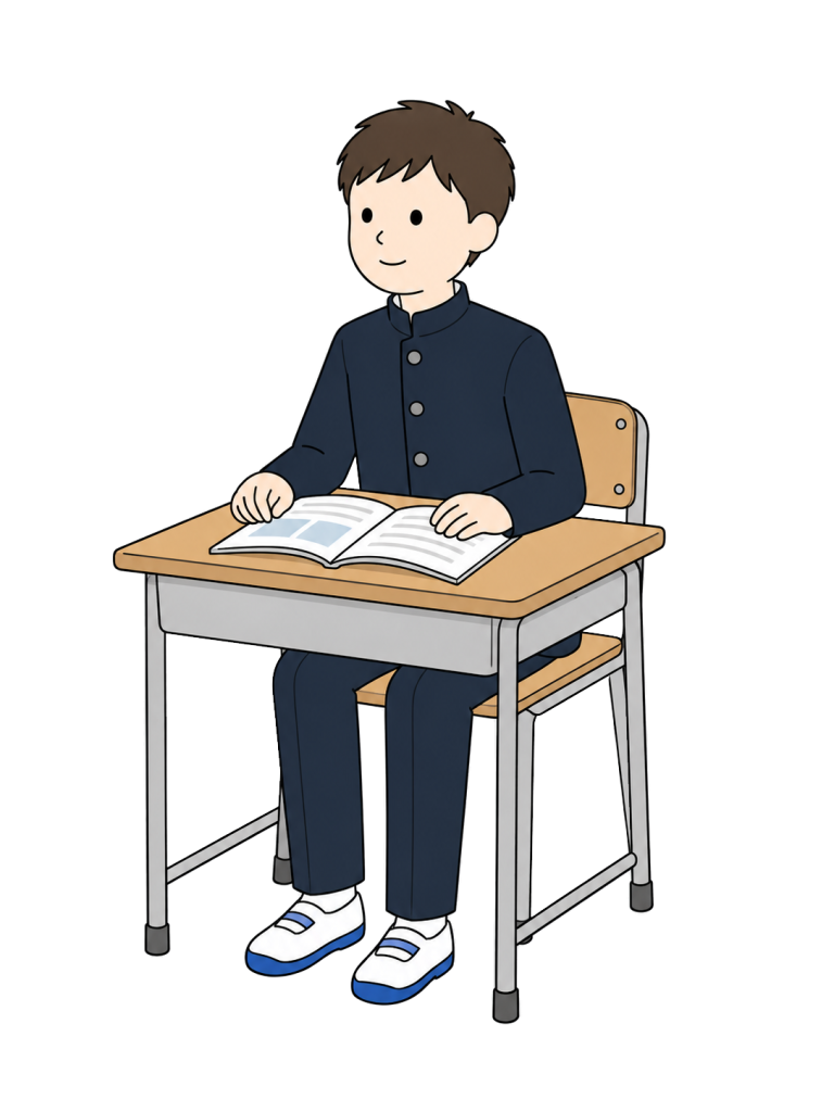 Junior high school boy attending class