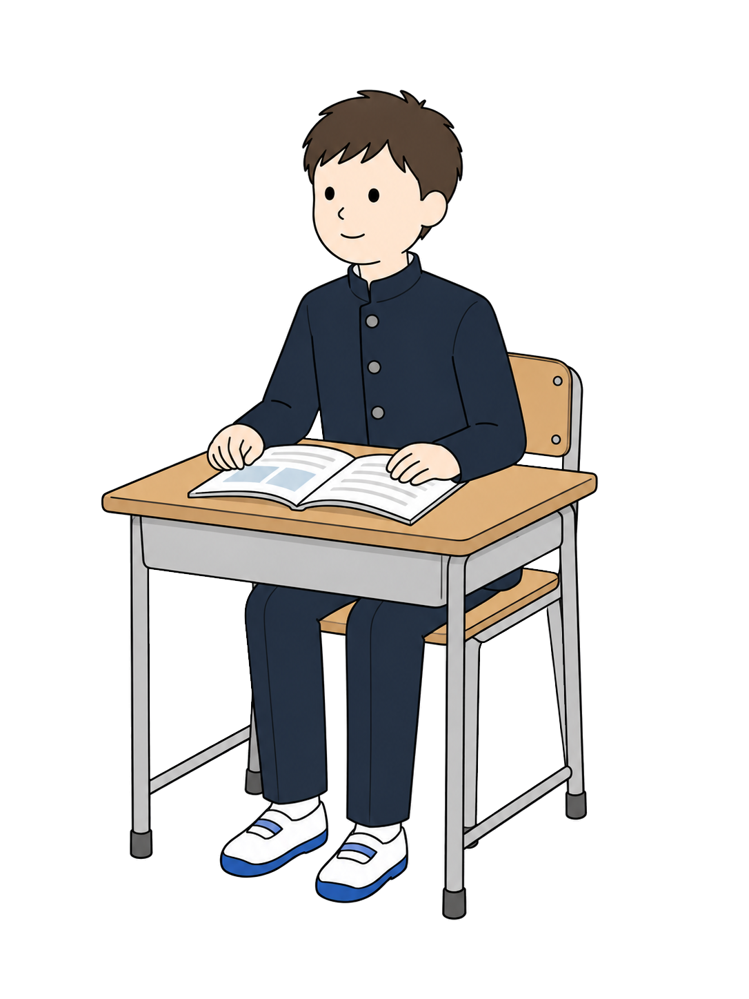 YURUNDO illustration: Junior High School Boy Attending Class