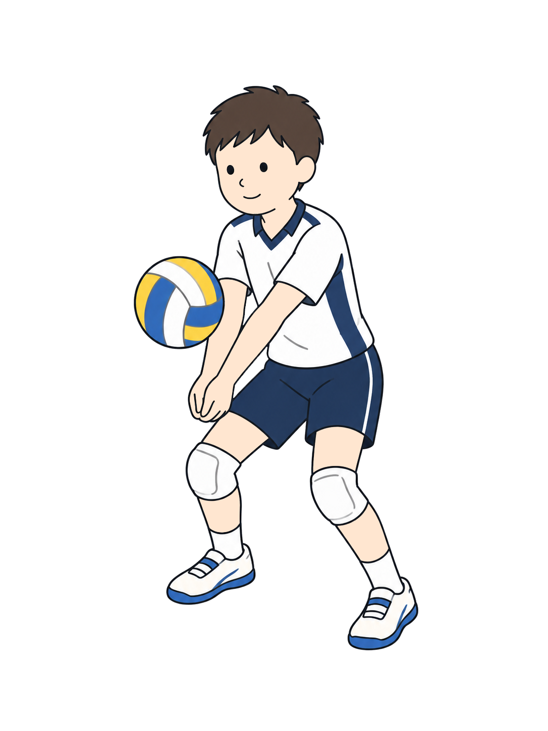 YURUNDO illustration: Junior High School Boy Receiving a Volleyball