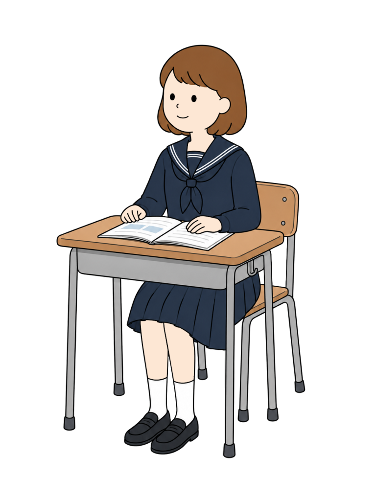 Junior high school girl attending class