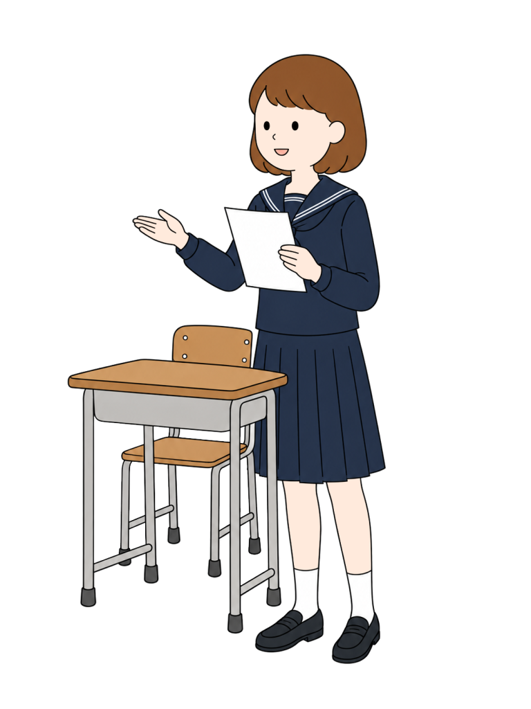 Junior high school girl classroom presentation
