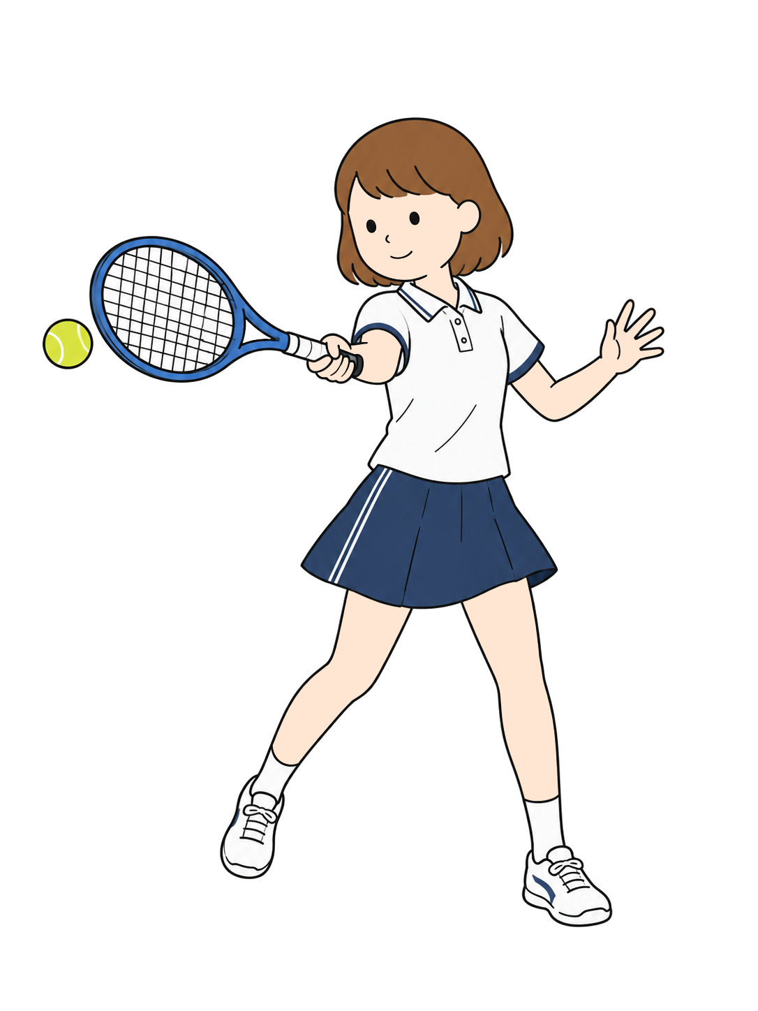 YURUNDO illustration: Junior High School Girl Hitting a Tennis Forehand