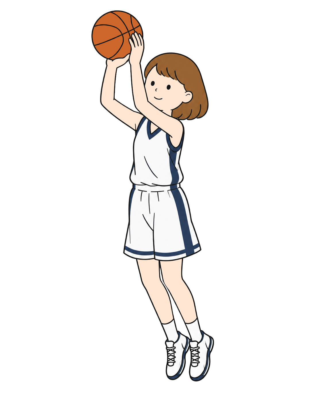 YURUNDO illustration: Junior High School Girl Taking a Basketball Jump Shot