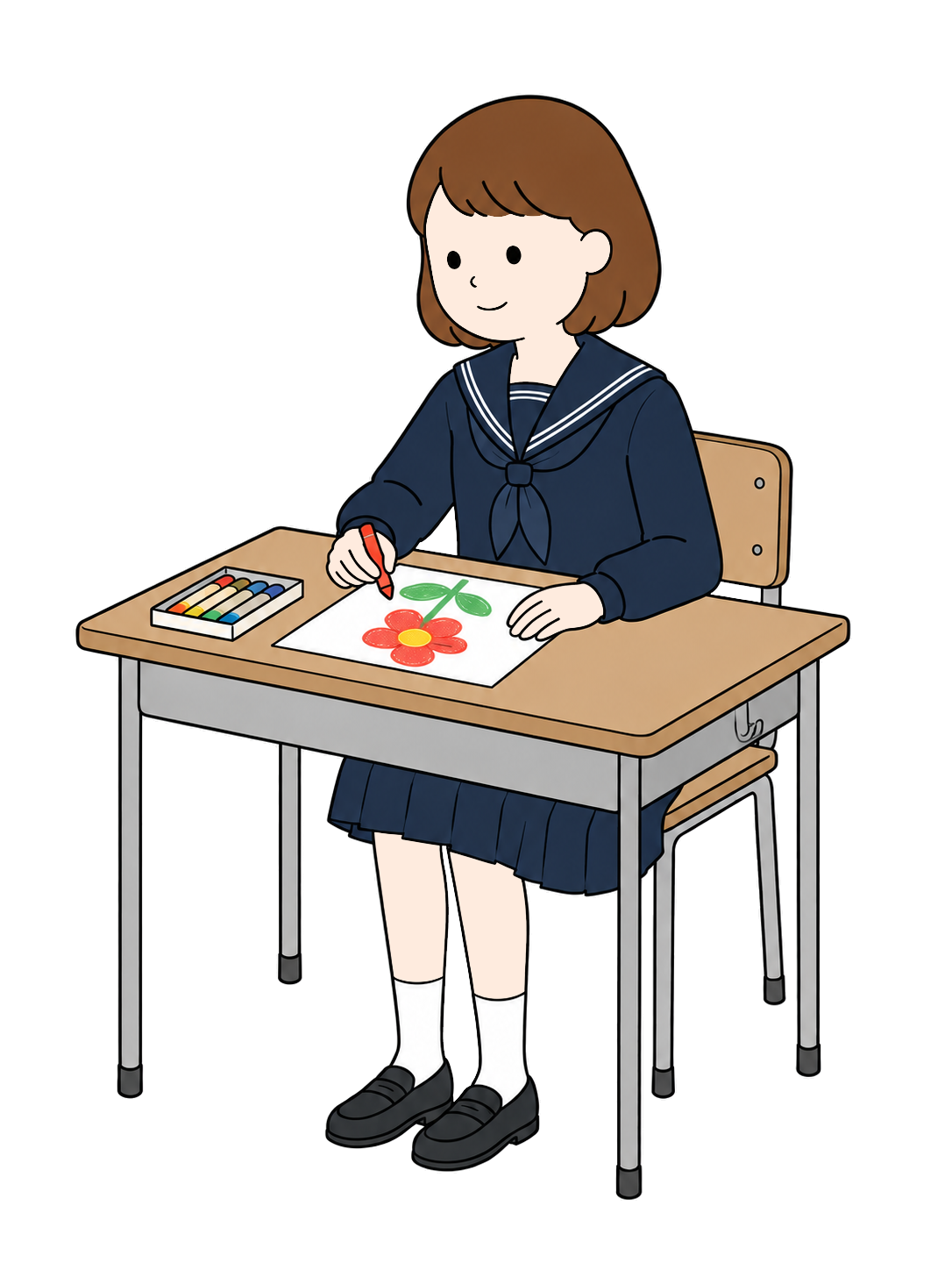 YURUNDO illustration: Junior High School Student Creating Artwork in Art Class