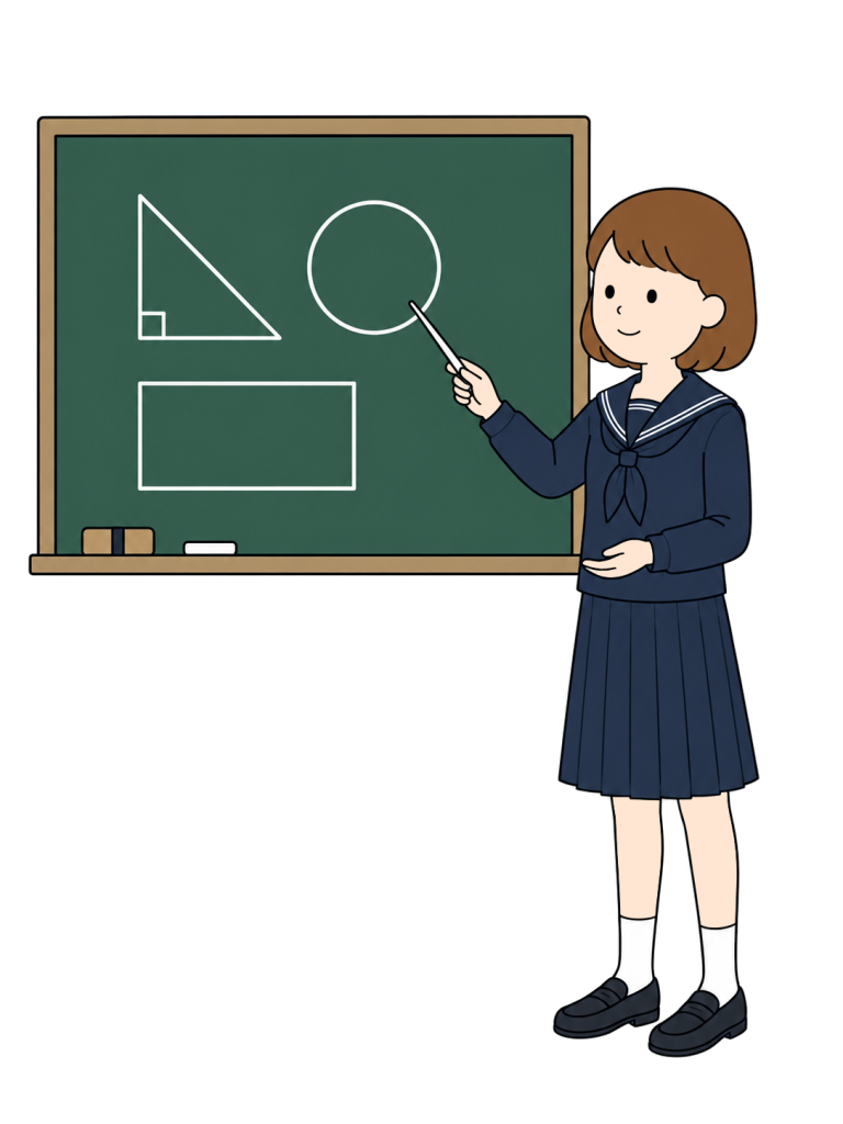 Junior high school student presenting blackboard